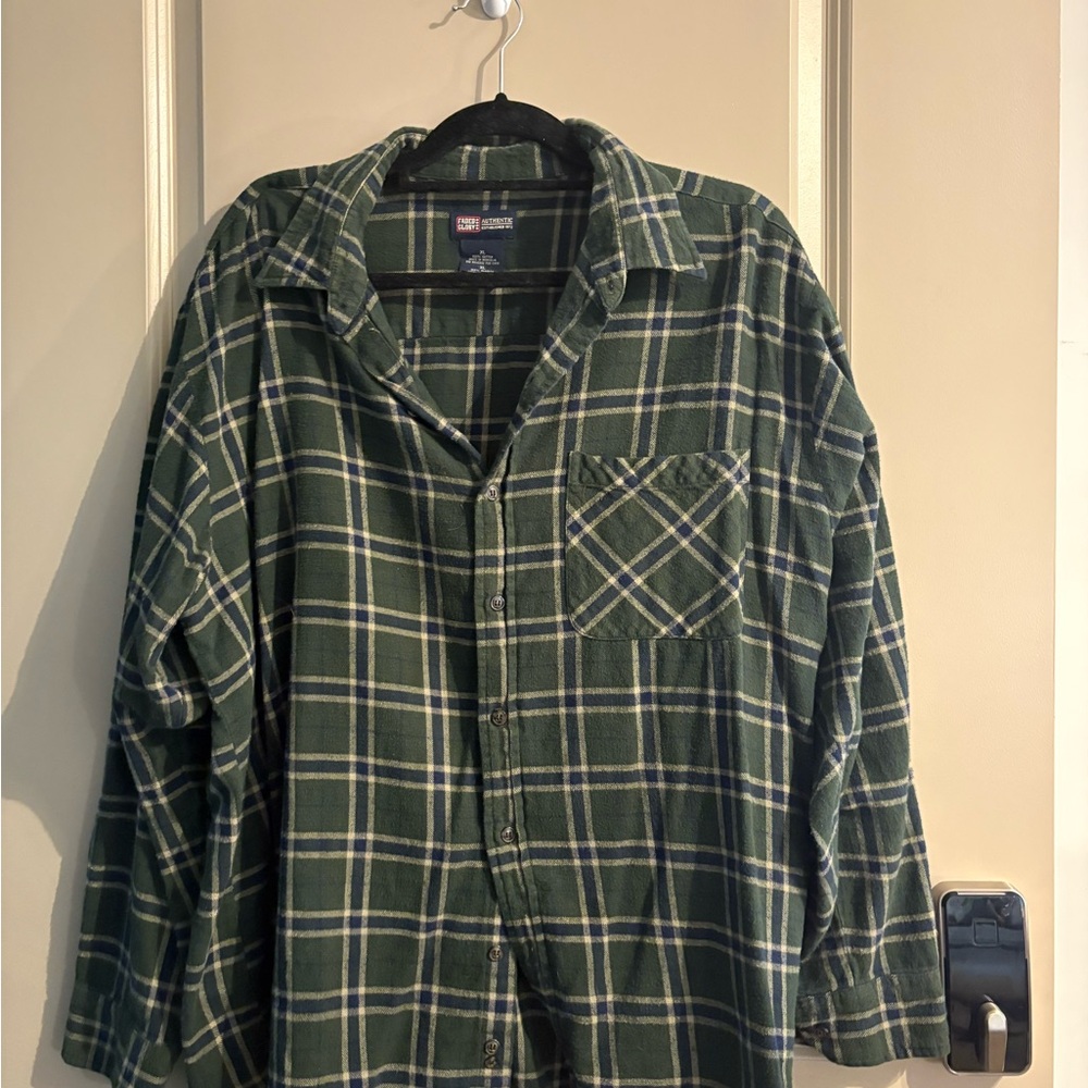 Vintage Tag Faded Glory Green Plaid Men's Shirt